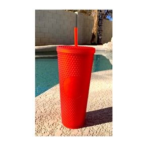 Red studded starbucks tumbler
